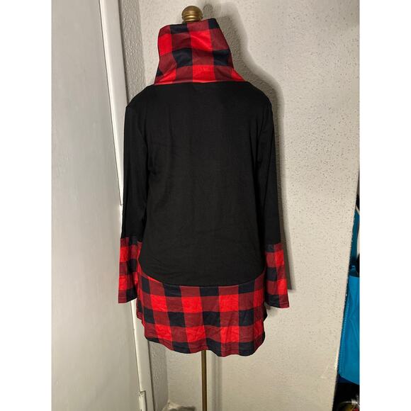 Miusey Plaid Cowl Neck Long Sleeve Blouse S Academia Classic Preppy Print Casual - Picture 2 of 11